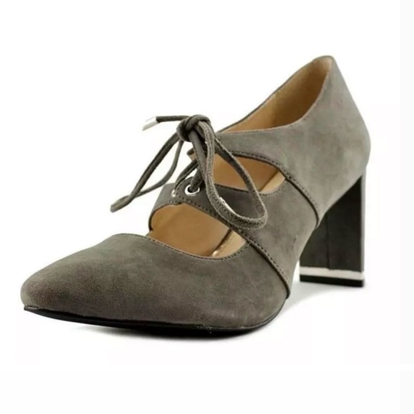 NWOB Alfani Prima "Binddi" Grey Leather Suede Pumps - Picture 2 of 10